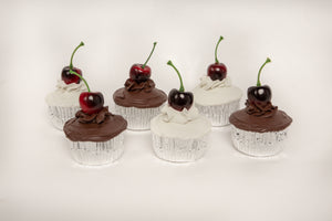 Artificial Cupcakes with Chocolate and Vanilla Frosting