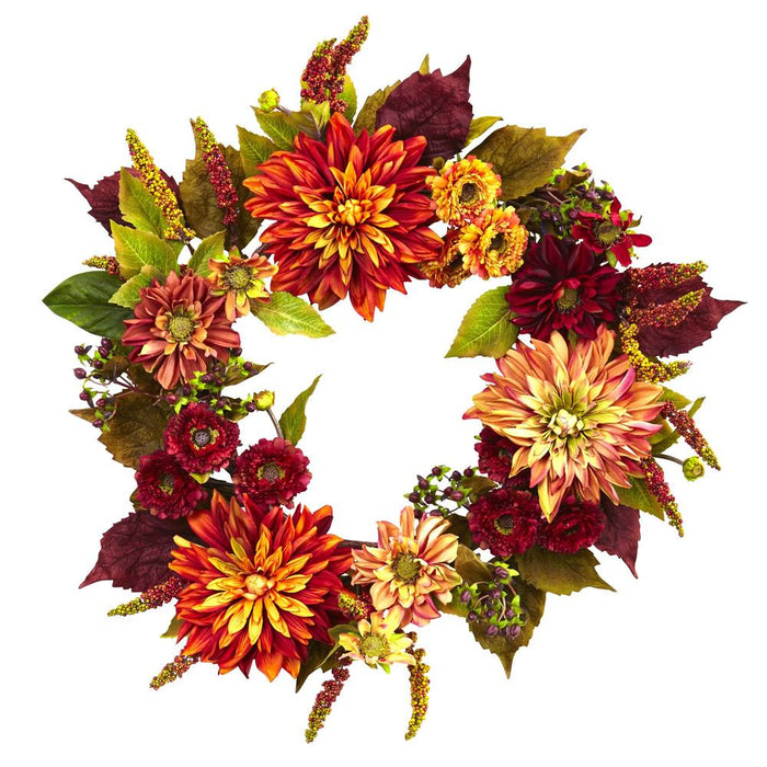 22” Dahlia  & Mum Wreath