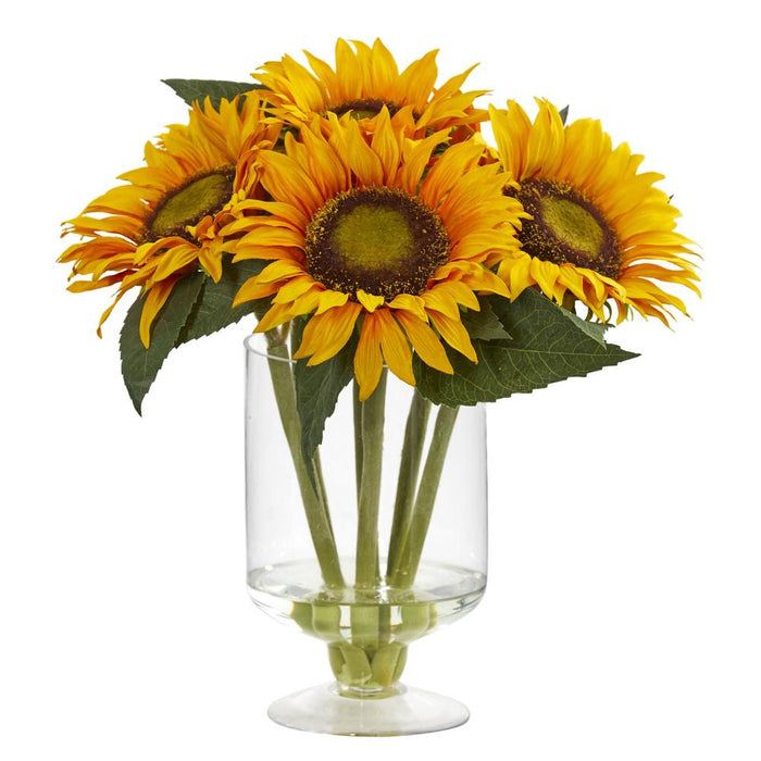 12" Sunflower  Artificial Arrangement in Vase