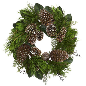28" Pine Cone and Pine Wreath