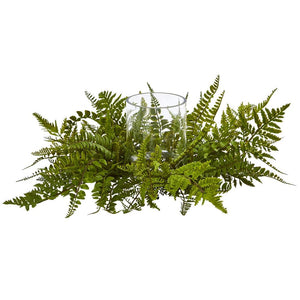 Mixed Fern Artificial Arrangement Candelabrum