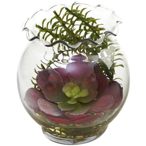 Succulent w/Fluted Vase (Set of 2)