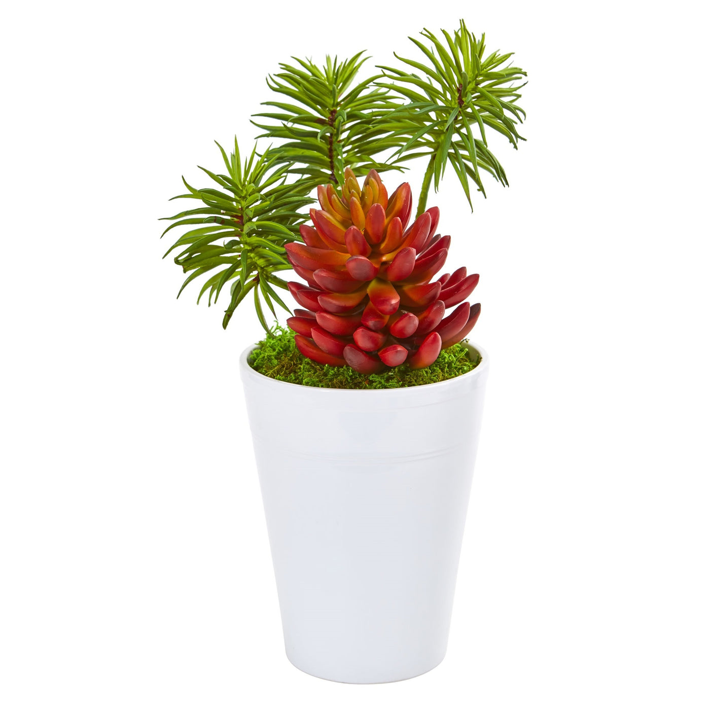 warehouse succulents 12” Mixed Succulents Artificial Plant In White Vase