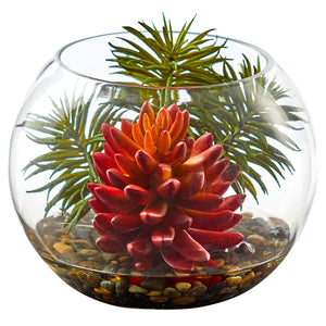 Succulent Artificial Plant In Round Vase